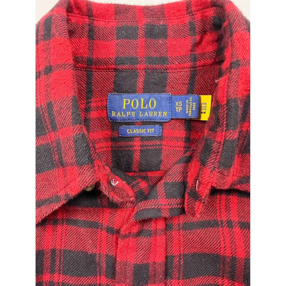 Vintage Polo Ralph Lauren Women's XS Classic Red Black Buffalo Plaid Shirt